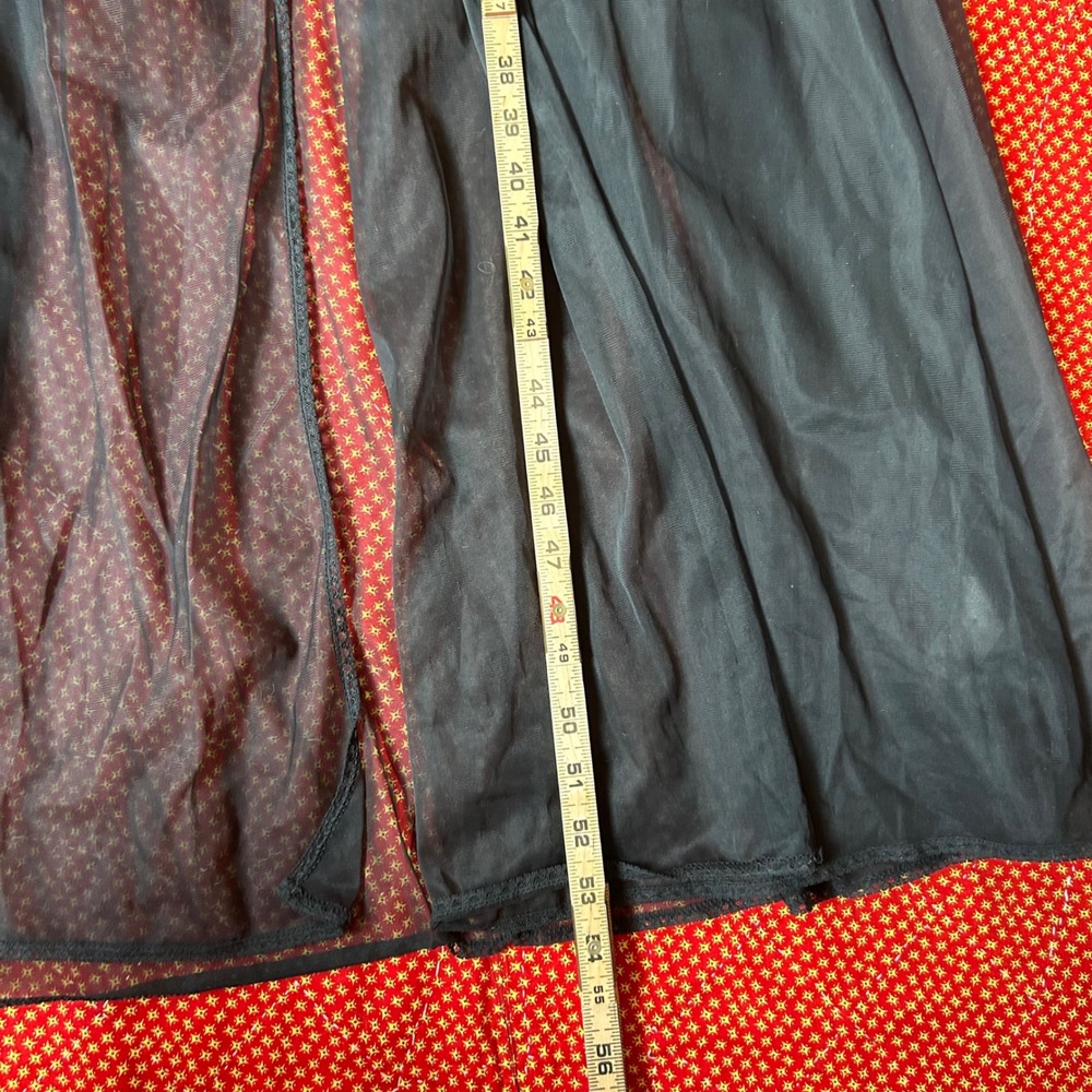 Vintage Miss Elaine Black Sheer Nylon Maxi Robe Peignoir Puff Sleeve Bows Large - Picture 9 of 9